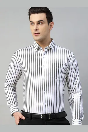 HANCOCK Men Vertical Striped Wrinkle Ressistant Slim Fit Formal Shirt