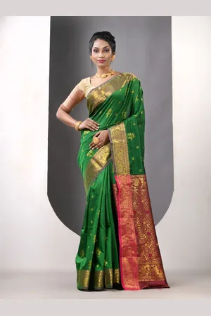 Charukriti Ethnic Motifs Zari Silk Blend Designer Saree