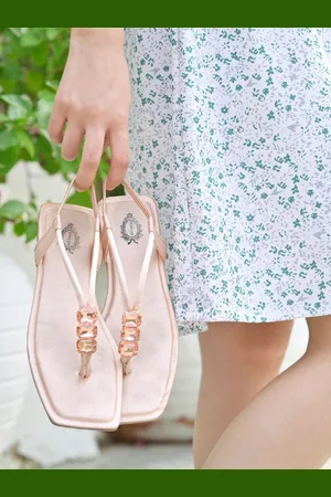 Shoetopia Girls Embellished Open Toe Flats