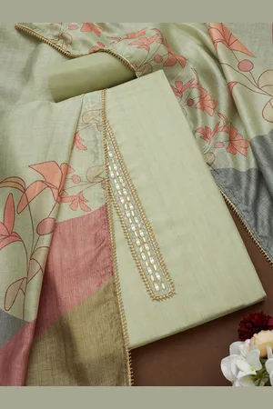 Soch Floral Printed Sequinned Chanderi Unstitched Dress Material