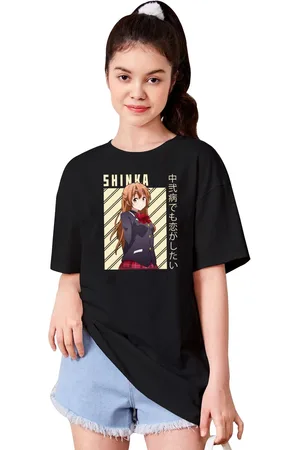 BAESD Girls Typography Printed Drop-Shoulder Sleeves T-shirt