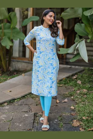 Hay Floral Printed Round Neck Straight Kurta