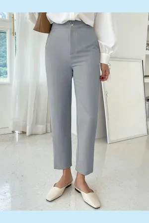 FNOCKS Women Relaxed Straight Fit High-Rise Organic Cotton Chinos Trousers