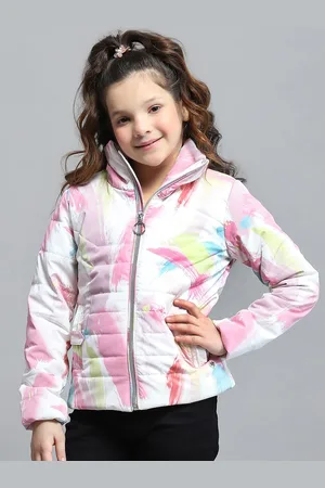 Monte Carlo Girls Mock Collar Abstract Printed Casual Lightweight Padded Jacket