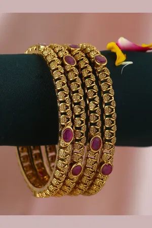 Anouk Set Of 2 Stone-Studded 24CT Gold-Plated Bangles