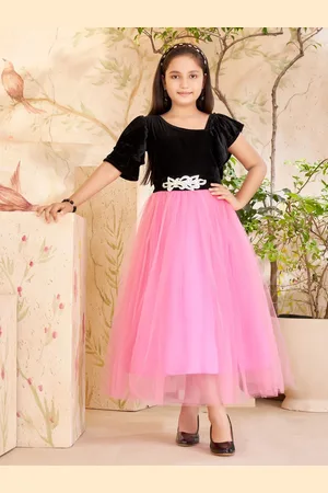 Sangria Girls Embellished Velvet & Net Dress