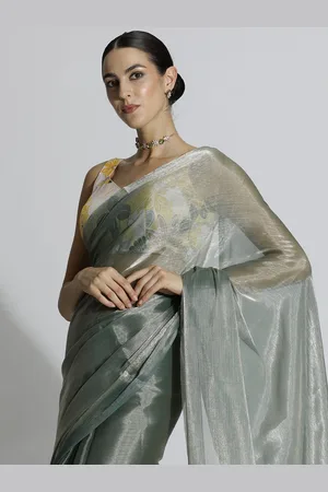 Jaipur Solid Tissue Saree with Blouse Piece