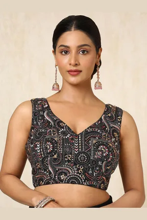 Soch Sequinned Embroidered V Neck Padded Saree Blouse