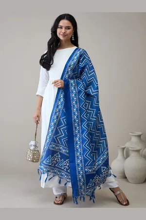 InWeave Women Pleated Kurta with Trousers & With Dupatta