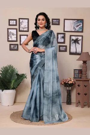 DIVASTRI Tie and Dye Beads and Stones Art Silk Saree