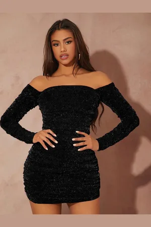KOTTY Women Embellished Off-Shoulder Bodycon Mini Dress
