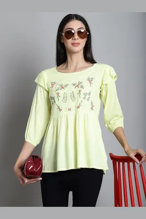JAINISH Women Floral Embroidered Peplum Top