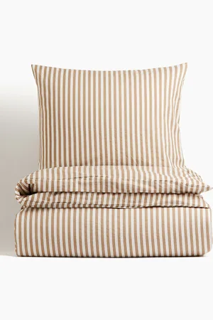 H&M Brown Cotton Single Duvet Cover Set