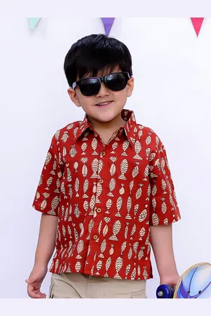 BownBee Boys Spread Collar Graphic Printed Cotton Casual Shirt