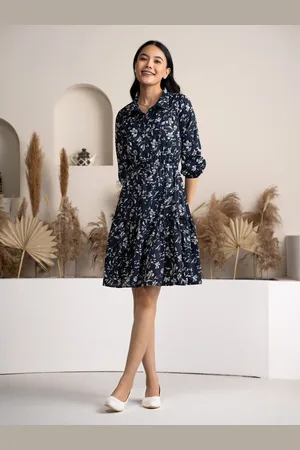 DressBerry Women Floral Printed Crepe Fit & Flare Dress