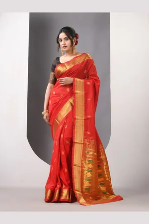 Charukriti Ethnic Motifs Zari Silk Blend Designer Paithani Saree
