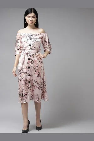 Corsica Floral Printed Off-Shoulder Puff Sleeves Shirt Dress