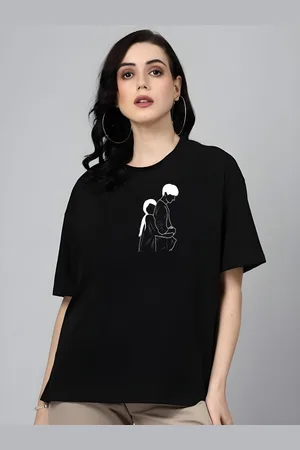 DressBerry Women Graphic Printed Round Neck Cotton Oversized T-shirt