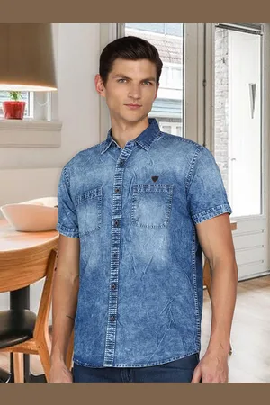 Kuons Avenue Smart Slim Fit Faded Casual Denim Shirt