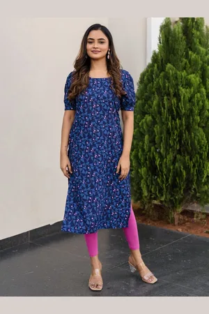 Hay Floral Printed Round Neck Straight Kurta