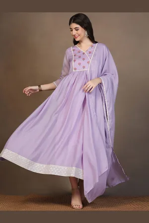 Moda Rapido Women Embroidered A-line Maxi Dress With Dupatta
