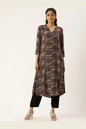 Amukti Printed Mandarin Collar Kurta