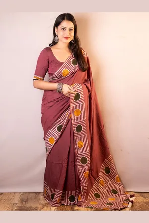 Mitera Women Chanderi Saree With Unstitched Blouse Piece