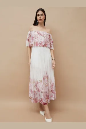 Lifestyle Women Floral Printed Off-Shoulder Fit and Flare Dress