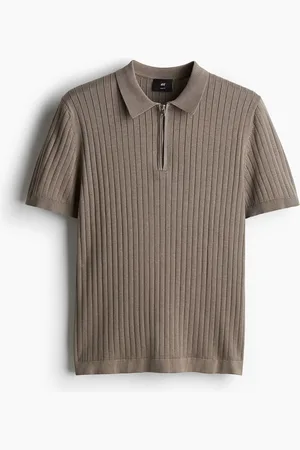 H&M Slim Fit Rib-Knit Polo Shirt