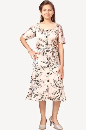 HERE&NOW Girls Printed A-Line Midi Dress