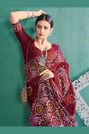 HERE&NOW Tie and Dye Pure Cotton Handloom Ikat Saree