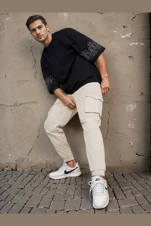 Styli Relaxed Fit Tapered Cotton Twill Cargo Joggers