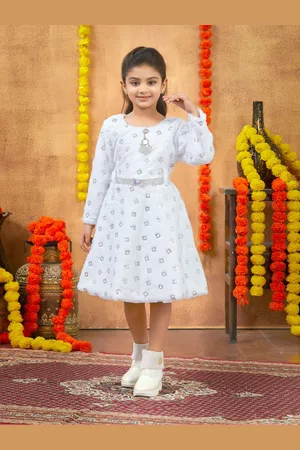 HERE&NOW Girls Woollen A-Line Dress