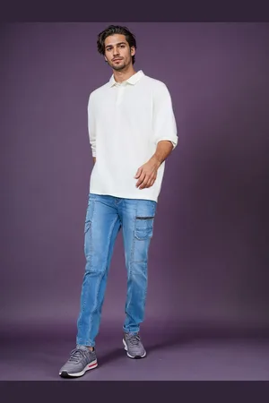 Styli Men Slim Fit Cargo Jeans with Panel Detail