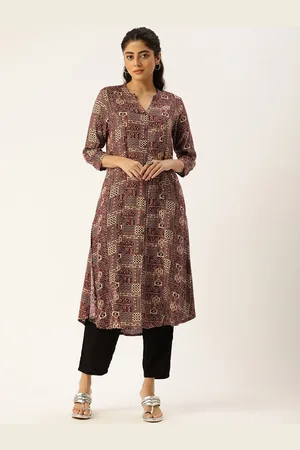 Amukti Printed Mandarin Collar Kurta