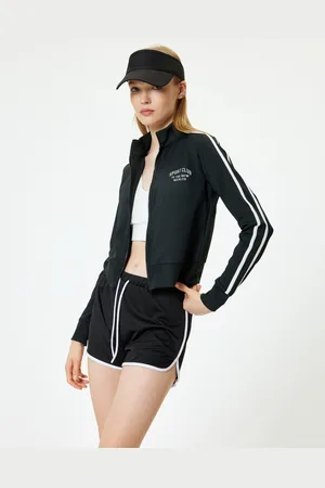 Koton Women Mock Collar Striped Sweatshirt