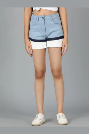 TALES & STORIES Girls Regular Fit Mid-Rise Denim Shorts
