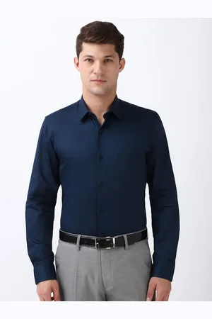 Peter England Men Spread Collar Solid Cotton Slim Fit Formal Shirt