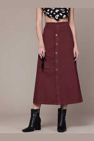 Roadster Denim Midi A-Line Skirt