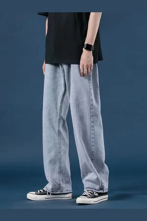 HERE&NOW Men Baggy Mid-Rise Korean Jeans
