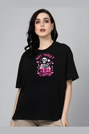 DressBerry Women Graphic Printed Round Neck Cotton Oversized T-shirt