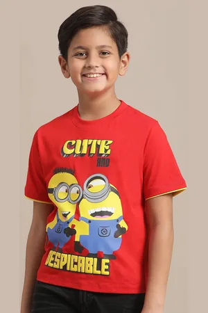 Kidsville Boys Minions Graphic Printed Round Neck Cotton T-shirt