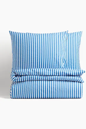 H&M Blue Cotton Double/King Duvet Cover Set
