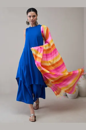 InWeave Women Panelled Kurta with Palazzos & With Dupatta