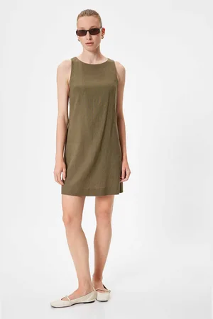 Koton Women Boat Neck A-Line Mini Dress