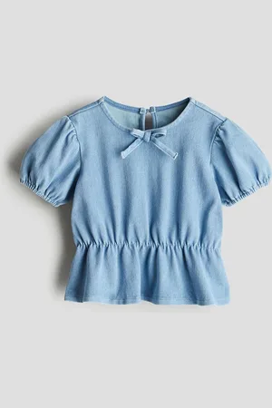 H&M Girls Denim-Look Peplum Top