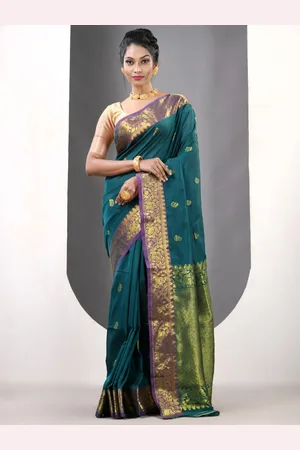 Charukriti Ethnic Motifs Zari Silk Blend Designer Saree