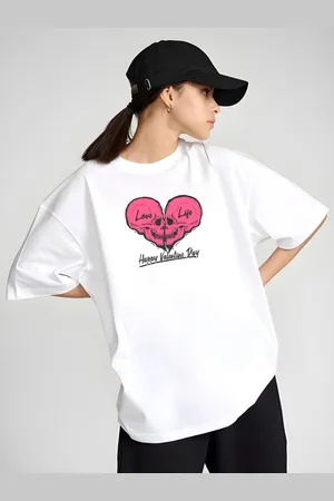 DressBerry Women Graphic Printed Round Neck Cotton Oversized T-shirt