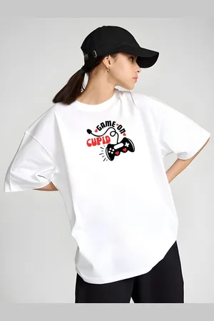 DressBerry Women Graphic Printed Round Neck Cotton Oversized T-shirt