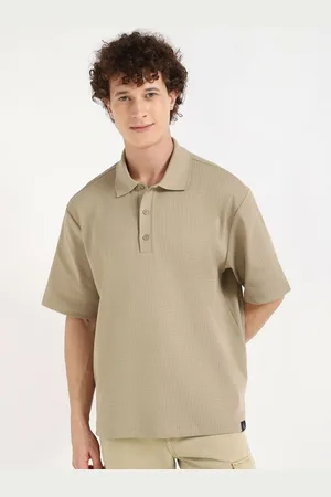 Calvin Klein Men Self Design Polo Collar Cotton Oversized T-shirt
